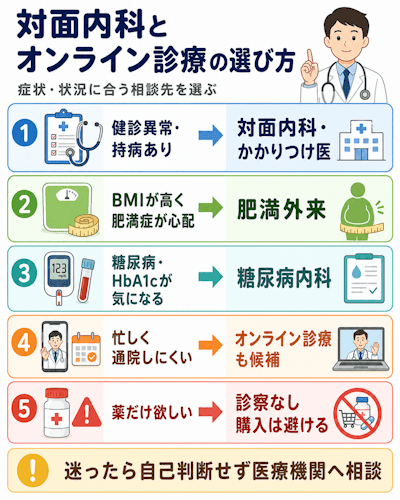 対面内科とオンライン診療の選び方
