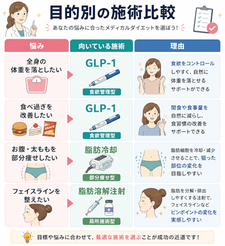 目的別おすすめのメディカルダイエット