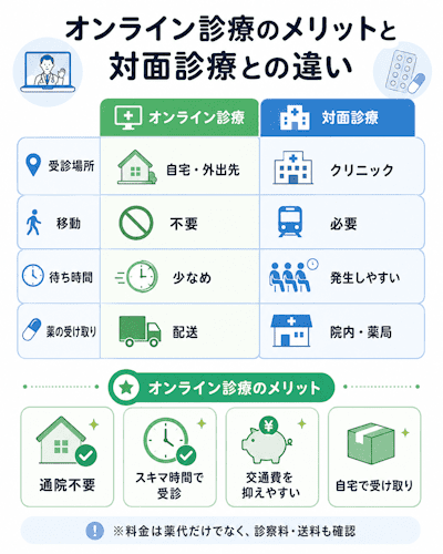 オンライン診療と対面クリニックの違い