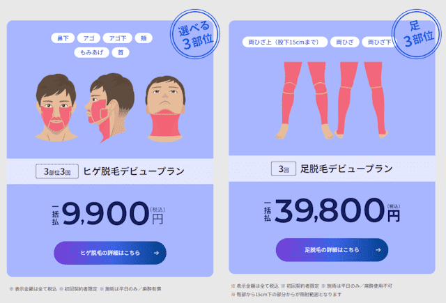 レジーナクリニックオム,デビュープラン