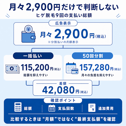 ストラッシュメンズの月額表示と実際の支払い総額